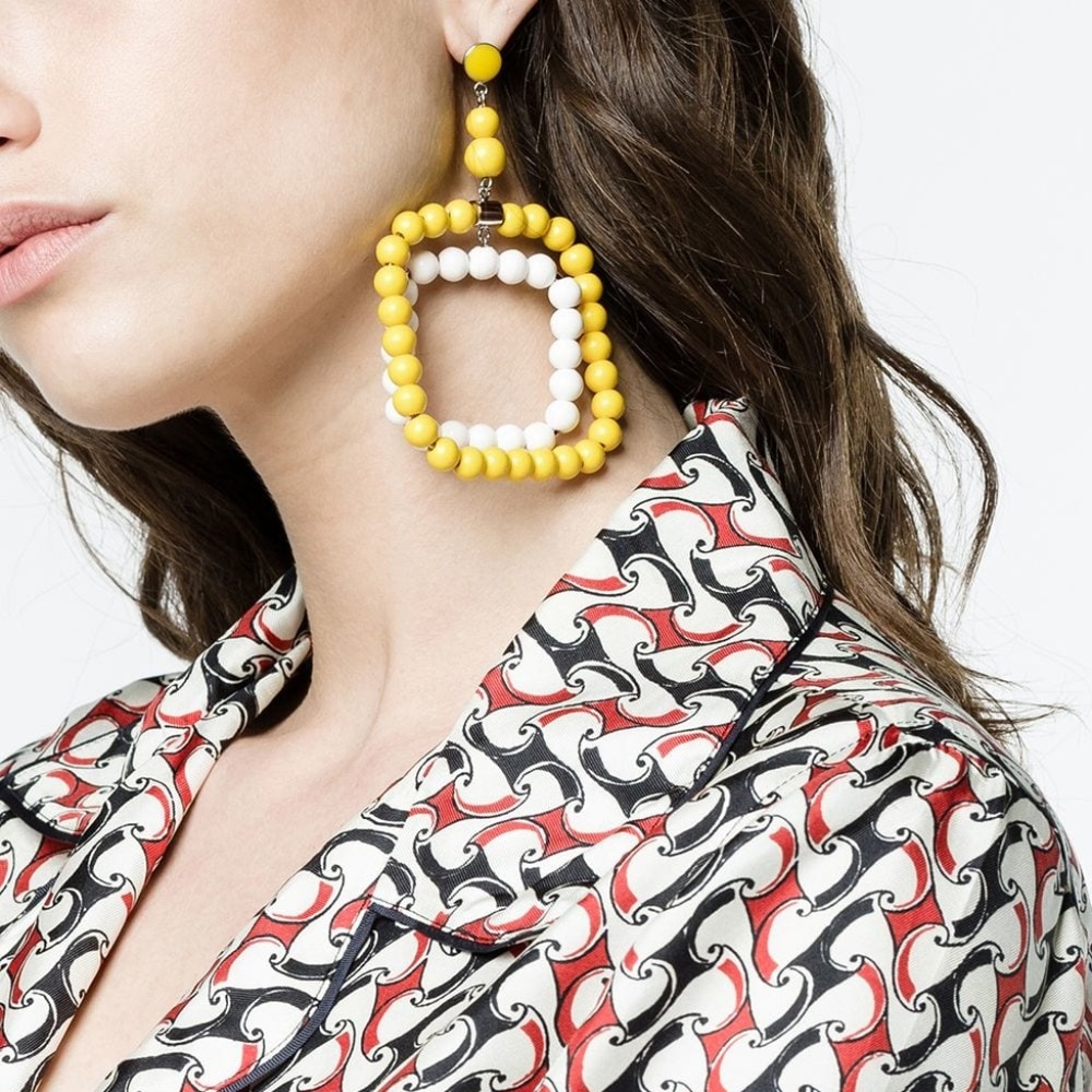 MARNI Resin beaded rectangle earrings